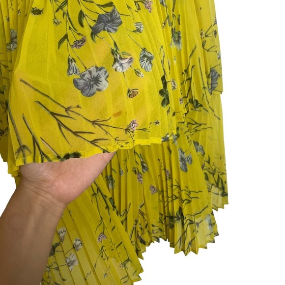 Self-Portrait Ruffled Tiered Dress Floral Yellow Mini Dress Size 2 - Picture 6 of 9